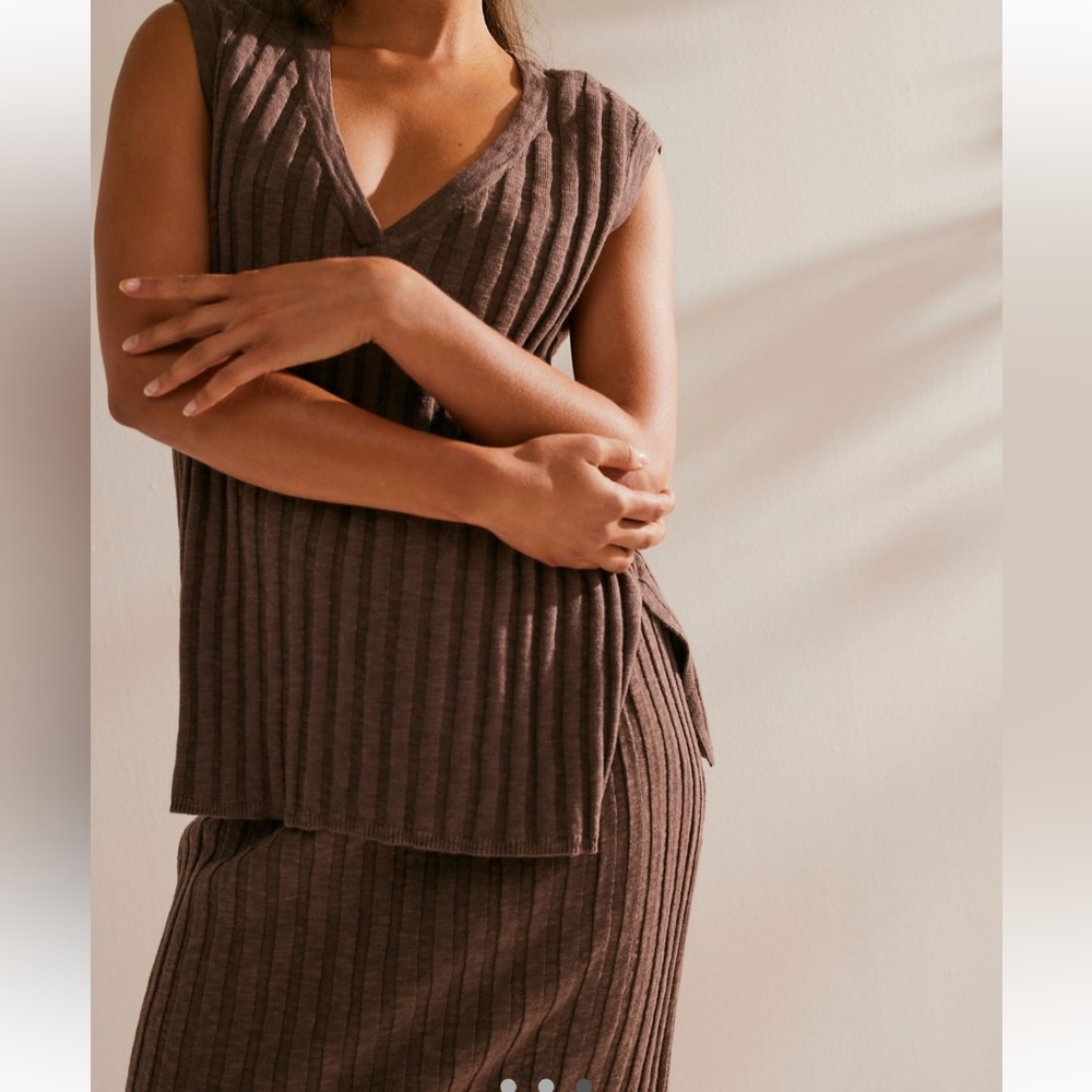 Free People Veda Sweater Co-Ord Set in Brown size Small NWT - Picture 3 of 13